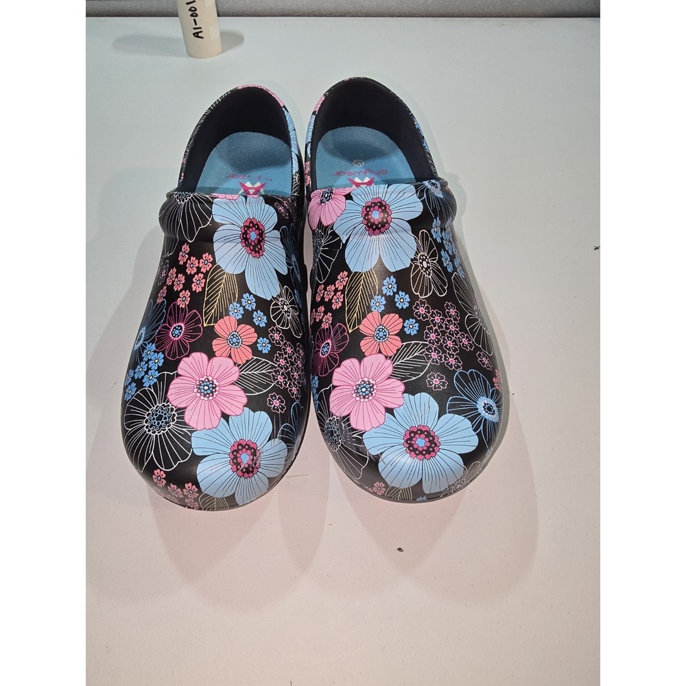Anywear Danish Hand Flower Clogs Size 10 Flowers Nursing Chef Nonslip Shoes - Picture 2 of 7